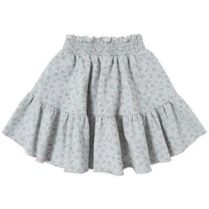 TOCOTO VINTAGE Light Gray Floral Ruffle Skirt